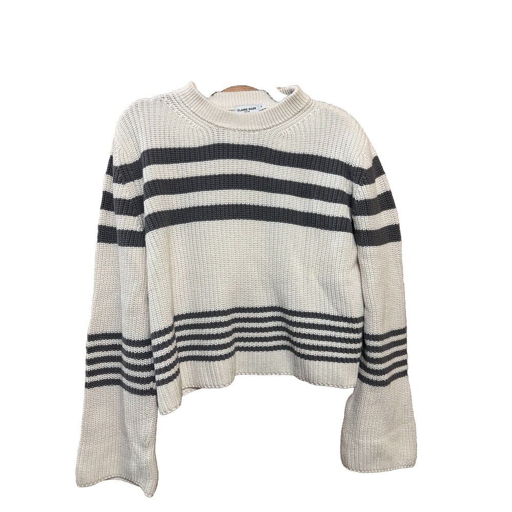 Claire Rose x Na-Kd‎ Ivory Black Colorblock  Sweater Size Small EUC